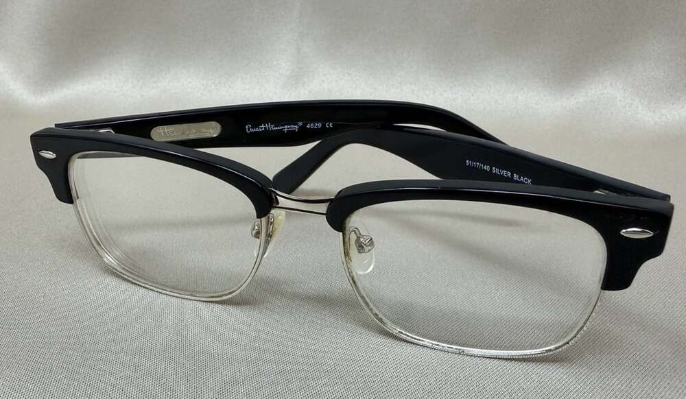 Ernest Hemingway 4629 Eyeglasses Size 51-17-140 Silver Black Browline Flex Hinge